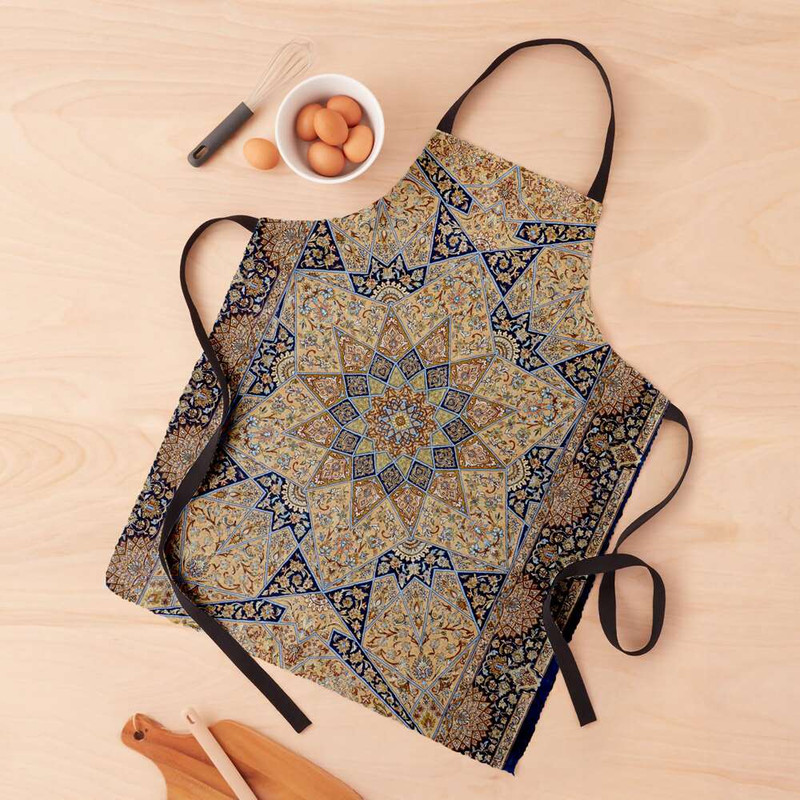 پیش بند آشپزخانه مدوپد طرح قالی قم ترنج هندسی مدل C-Ghom137