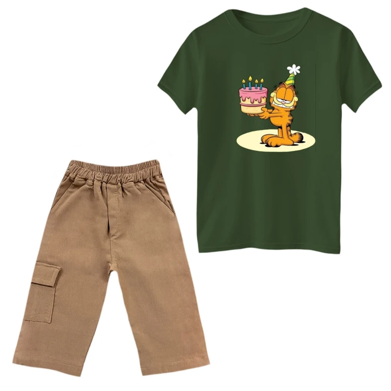 ست تی‌شرت و شلوارک پسرانه مدل گارفیلد کد 19