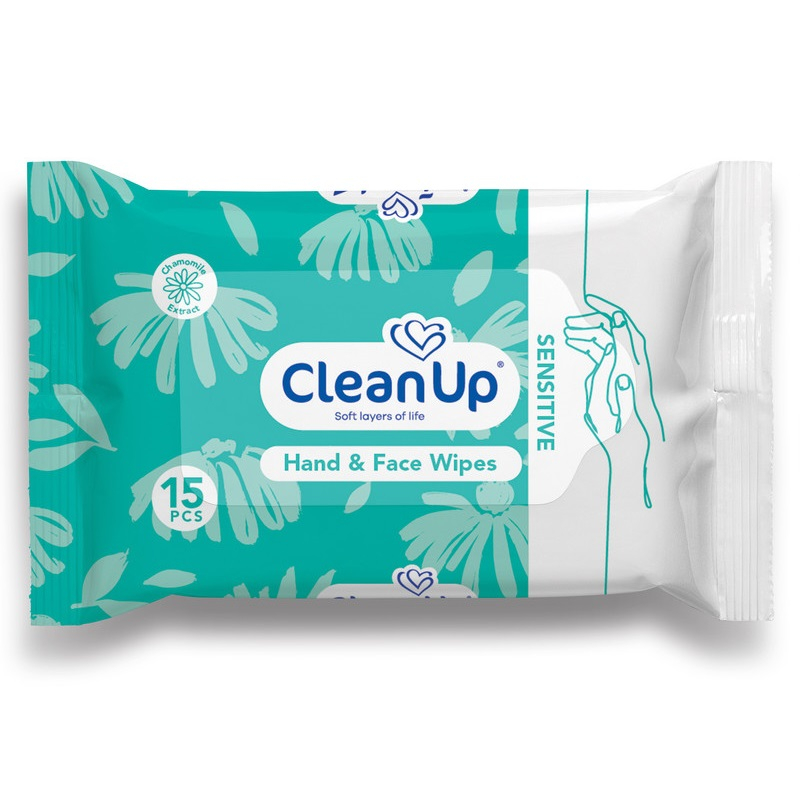 دستمال مرطوب پاک کننده دست و صورت کلين آپ مدل Sensitive بسته 2 عددی