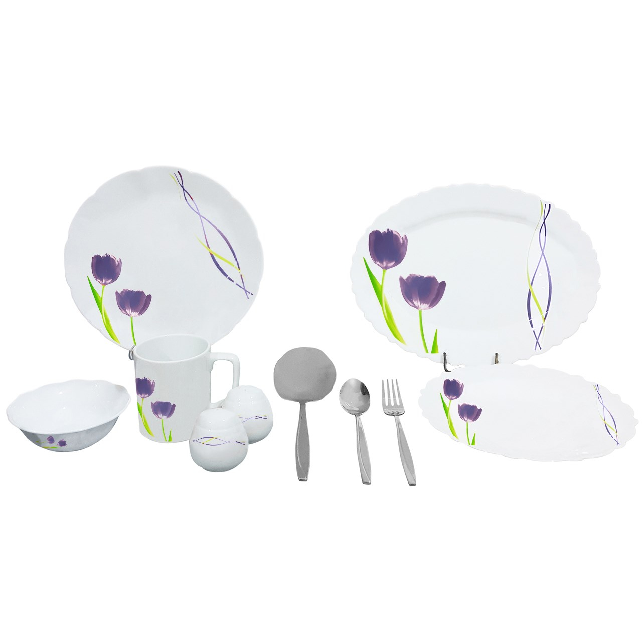 سرویس غذاخوری  45 پارچه مورانو طرح Purple Lorenza