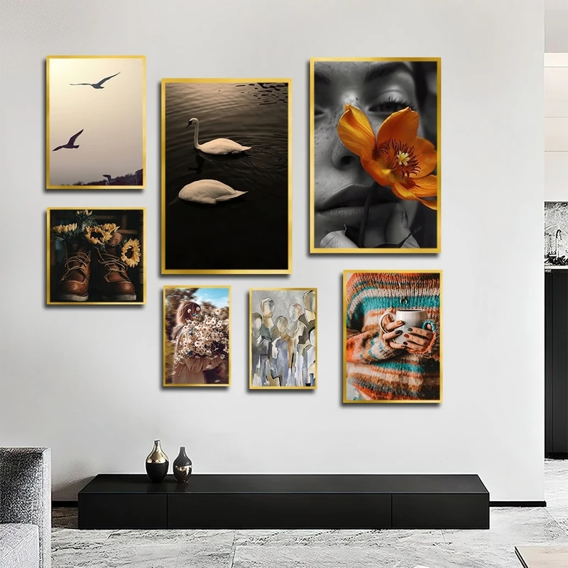 تابلو بکلیت طرح طبیعت دریا و گل مدل T-2385 مجموعه 7 عددی