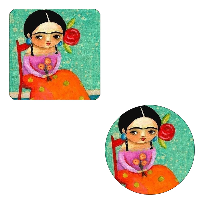 مگنت طرح بانویی با گل سر کد M1 به همراه زیر لیوانی