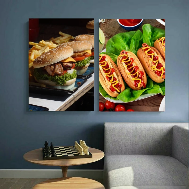  تابلو بوم طرح ساندویچ و برگر مدل سرخ شده کد BK22763 مجموعه دو عددی