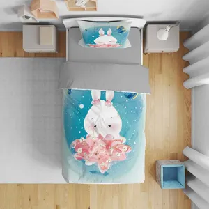 سرویس روتختی نوپه هوم مدل خرگوش و گل T5868 تک نفره 5 تکه