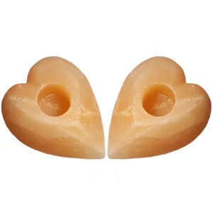 شمعدان سنگ نمک طب سنگ طرح جاشمعی قلب کد TC-40112 - بسته دو عددی
