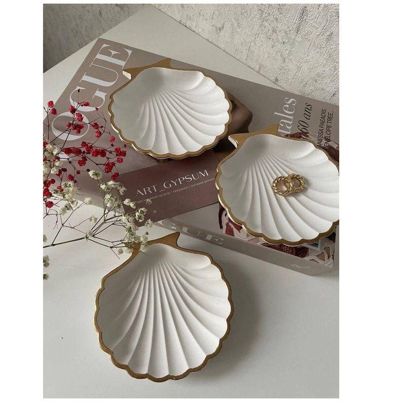 ست 6 تکه هفت سین سفالی مدل صدف تخت لبه