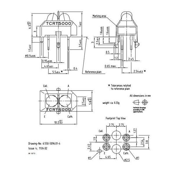 سنسور فرستنده گیرنده مادون قرمز مدل TCRT5000