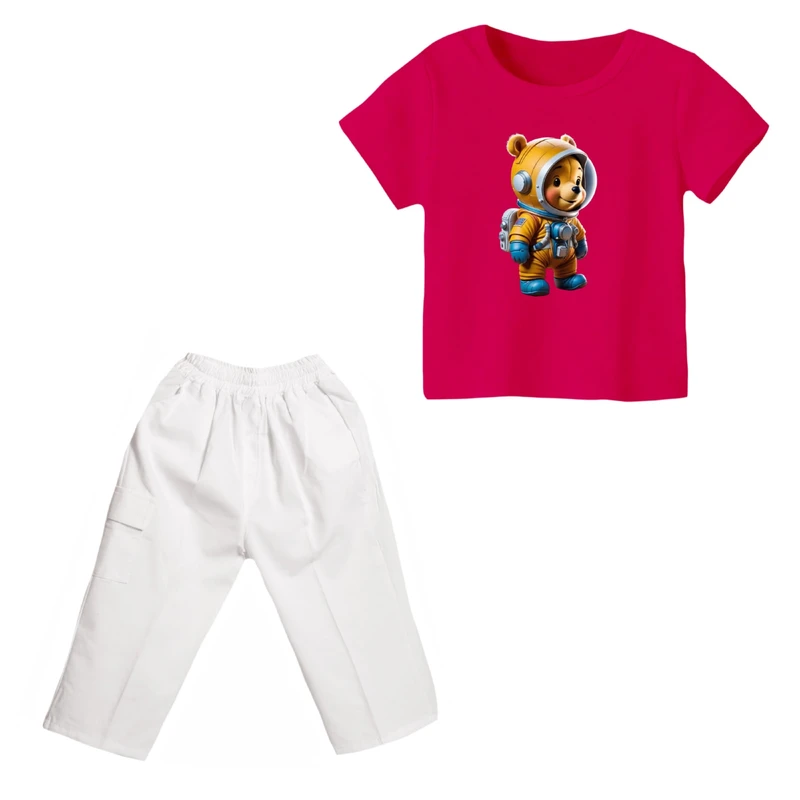 ست تی شرت و شلوارک دخترانه مدل پو کد ۵۴