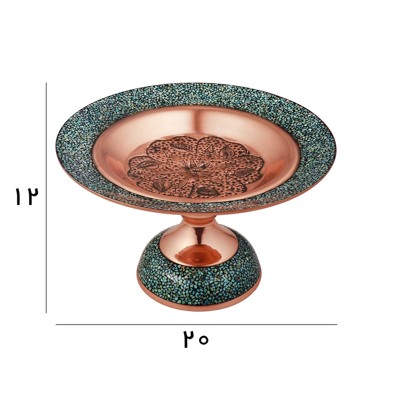 عکس شماره 2 : شیرینی خوری فیروزه کوبی مسی مدل ساده کد 20