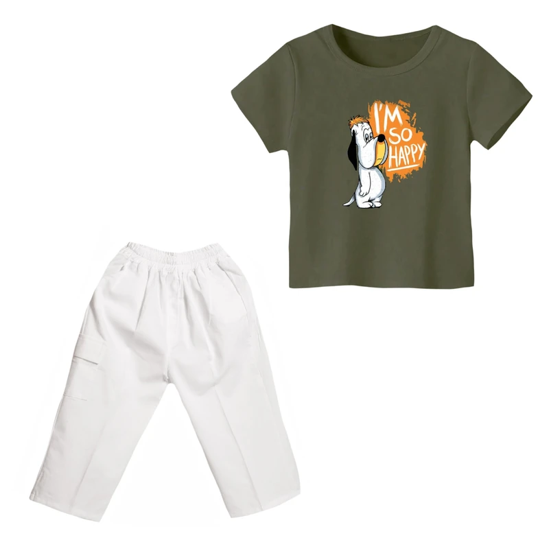ست تی شرت و شلوارک پسرانه مدل سگ کد ۵