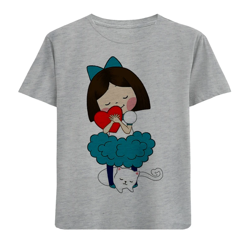 تی شرت دخترانه مدل دختر و قلب F540