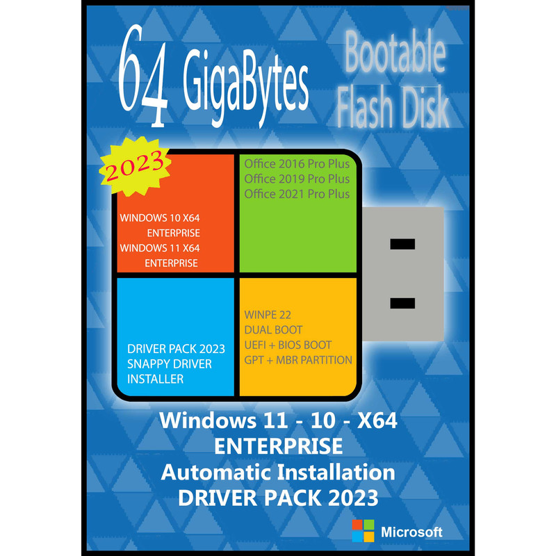 سیستم عامل Windows 11 10 Ent. X64 Driver Pack 2023 Office 2016-19-21 نشر مایکروسافت