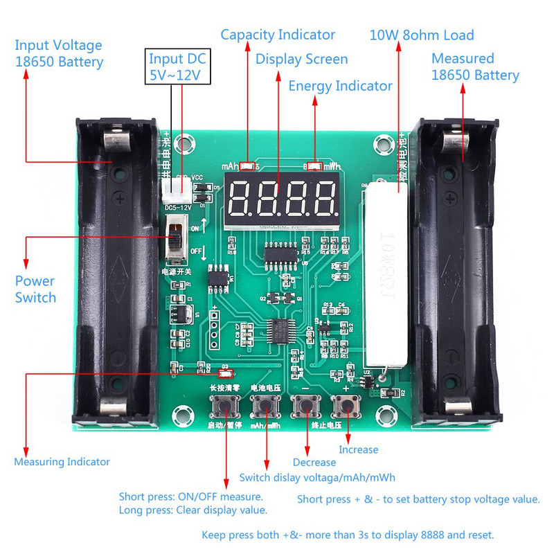 ماژول تستر ظرفیت باتری لیتیوم یون کد xm_1s