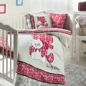 سرویس لحاف  8 تکه خواب نوزاد ازدیلک سری رنفورس طرح Teddy bear