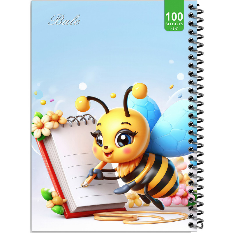دفتر نقاشی 100 برگ بله طرح فانتزی زنبور نقاش کد A4-N452