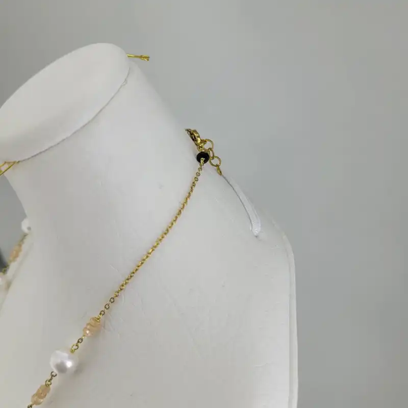 گردنبند زنانه مدل سنگ مروارید و زیرکن کد 2159