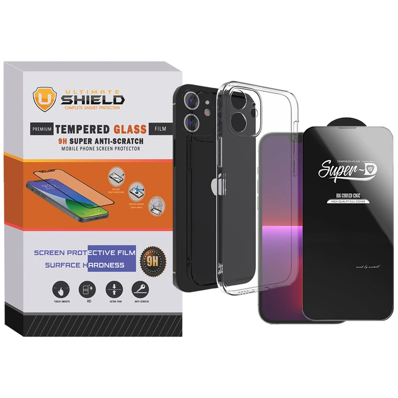  کاور آلتیمیت شیلد مدل SuperD-Clear مناسب برای گوشی موبایل اپل iPhone 12 به همراه محافظ صفحه نمایش