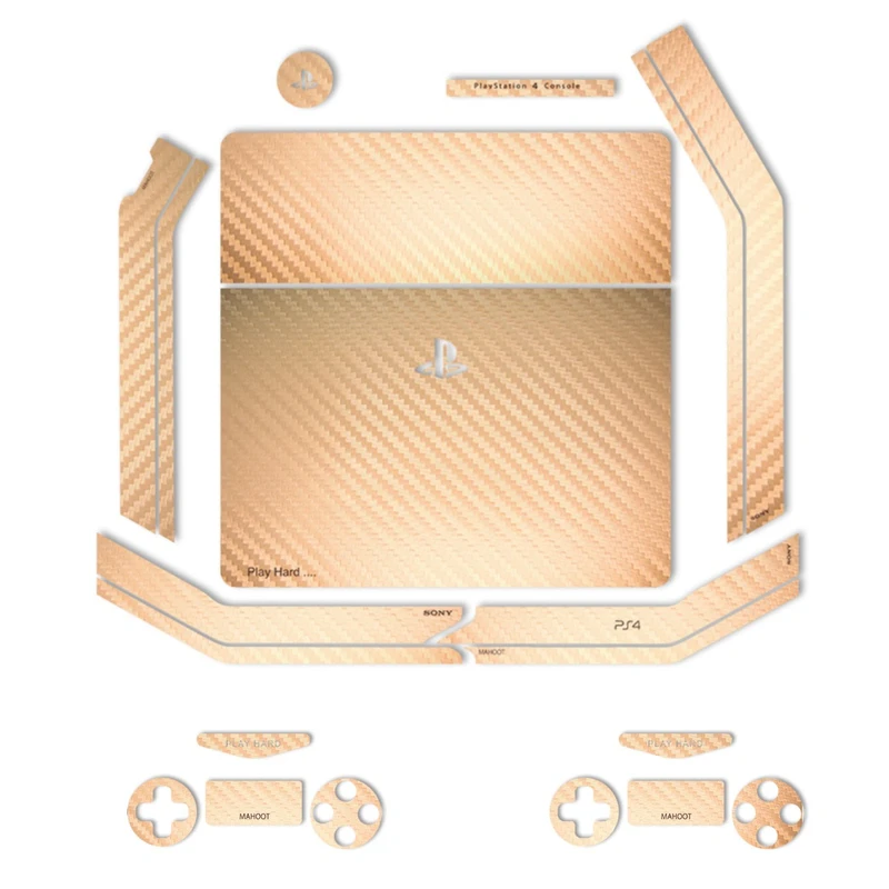برچسب ماهوت مدلGold Carbon-fiber Texture مناسب برای کنسول بازی PS4 Slim