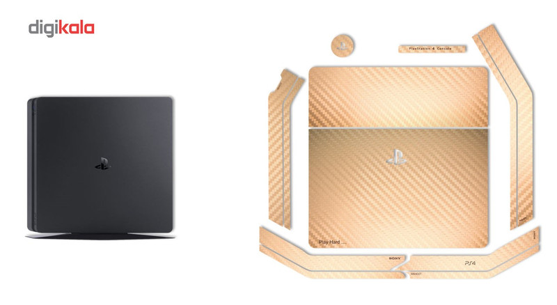 برچسب ماهوت مدلGold Carbon-fiber Texture مناسب برای کنسول بازی PS4 Slim