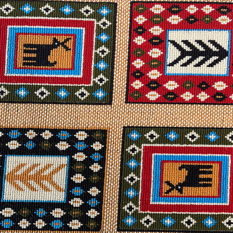 گلیم ماشینی مدل خشتی طرح گرد