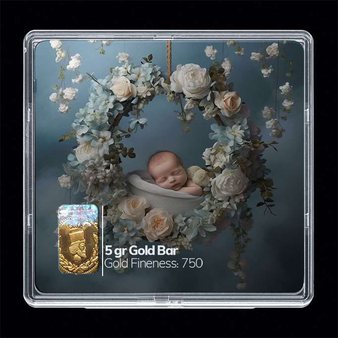 شمش طلا 18 عیار مدوپد مدل نوزاد کد SG10283 شمش طلا 18 عیار مدوپد مدل نوزاد کد SG10283