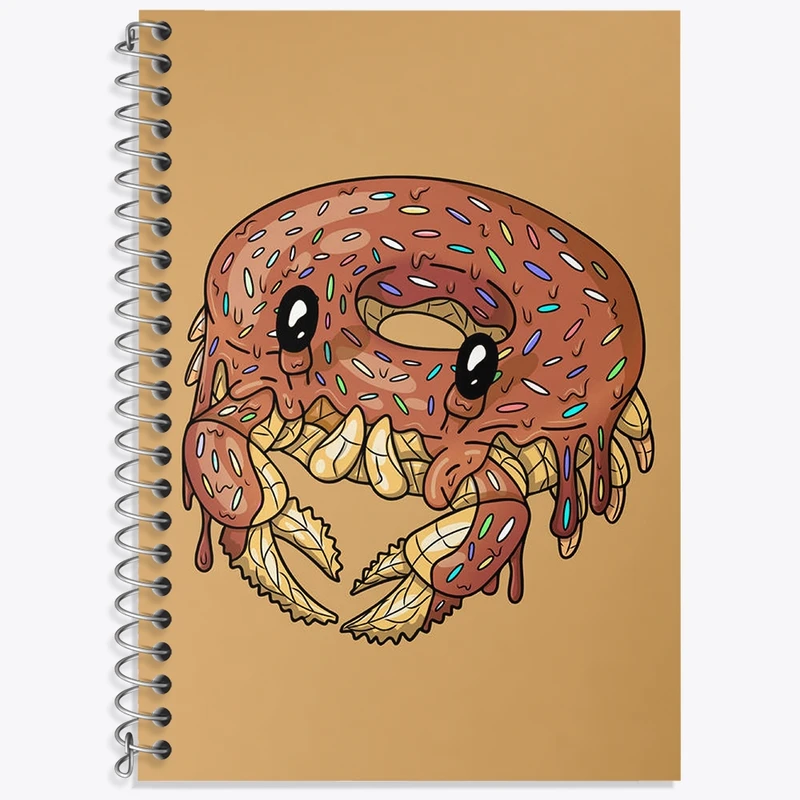 دفتر زبان 50 برگ خندالو مدل دو خط طرح خرچنگ دوناتی کد N1442