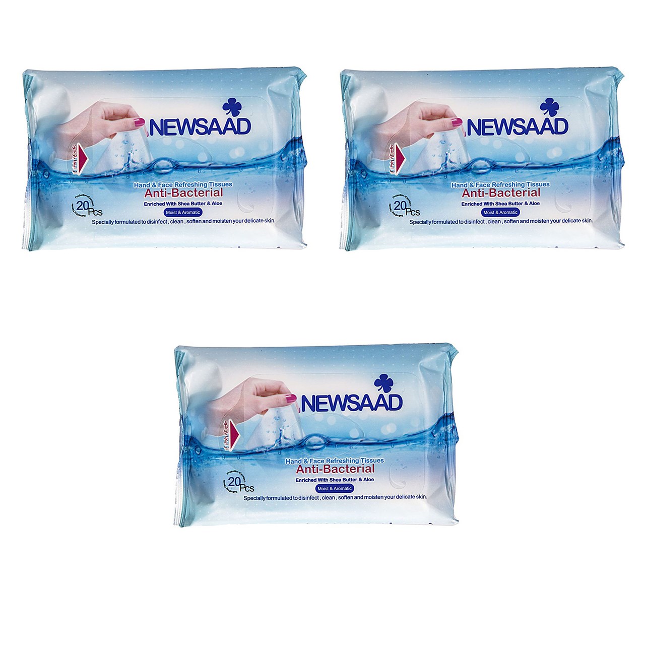 دستمال مرطوب پاک کننده آرایش نیوساد مدل Anti-Bactrial بسته 60 عددی