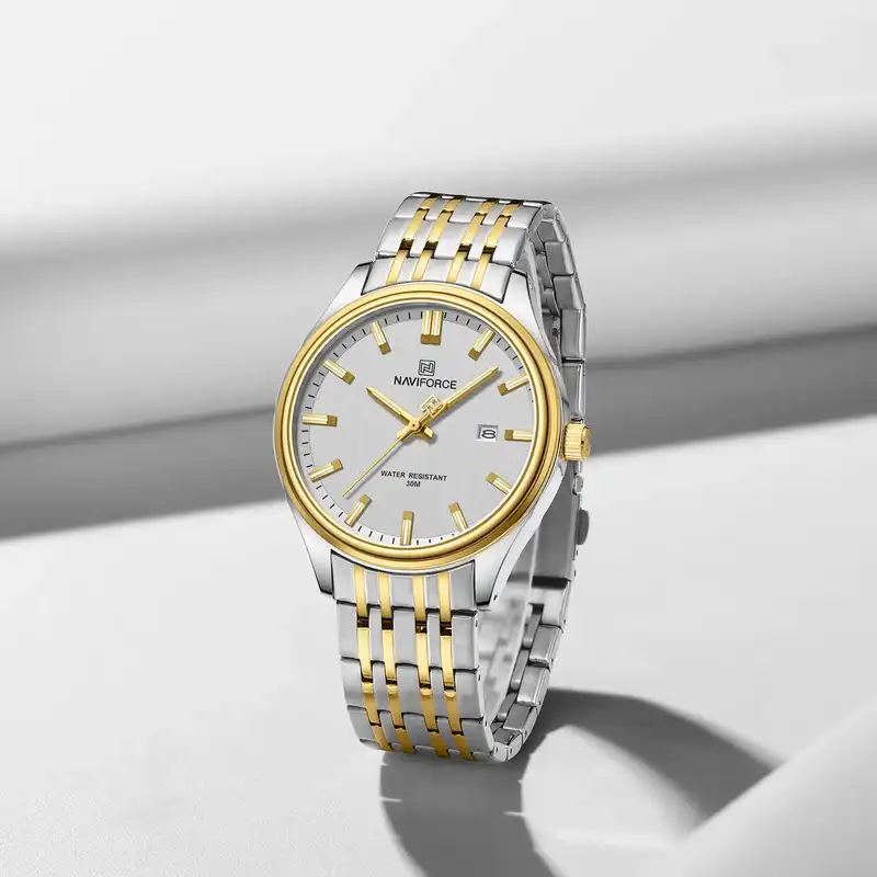 ست ساعت مچی عقربه ای زنانه و مردانه نیوی فورس مدل NF8039SGW