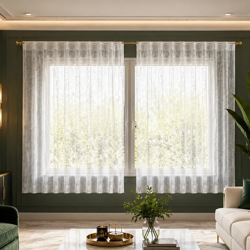 پرده تیکو دکو مدل ست کامل مینیمال طرح حریر ابریشم  محو سایز 240 × 230 سانتی‌متر