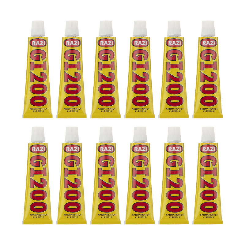 چسب آکواریوم رازی مدل شفاف جی آی 200 سیلیکونی وزن 30 گرم بسته 12 عددی