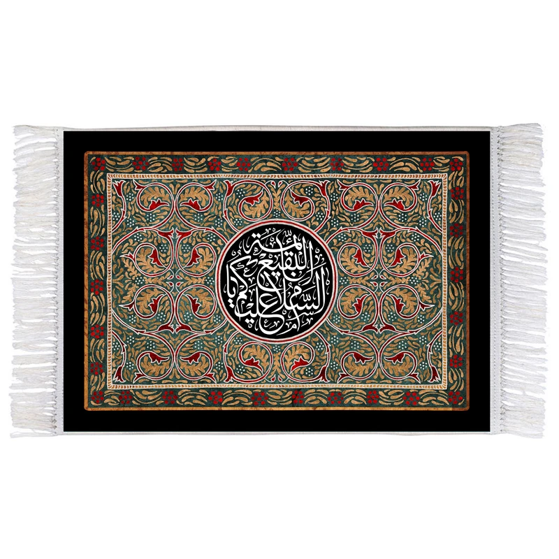 فرش ماشینی دیوارکوب اطلس آبی مدل سلام علیکم یا ائمه بقیع کد T4522
