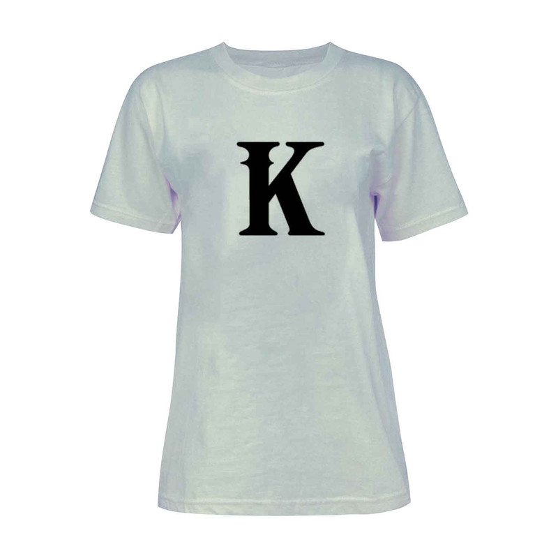 تی شرت آستین کوتاه زنانه مدل حرف K کد L229 رنگ طوسی