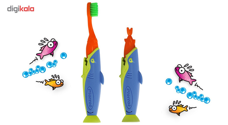 مسواک کودک پیرروت مدل Sharky با برس نرم بسته 6 عددی