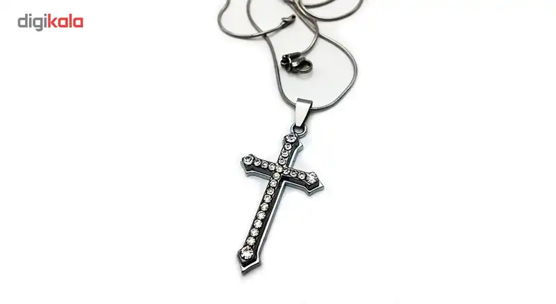 گردنبند استیل کیوسک گالری صلیب نگین دار مدل M31