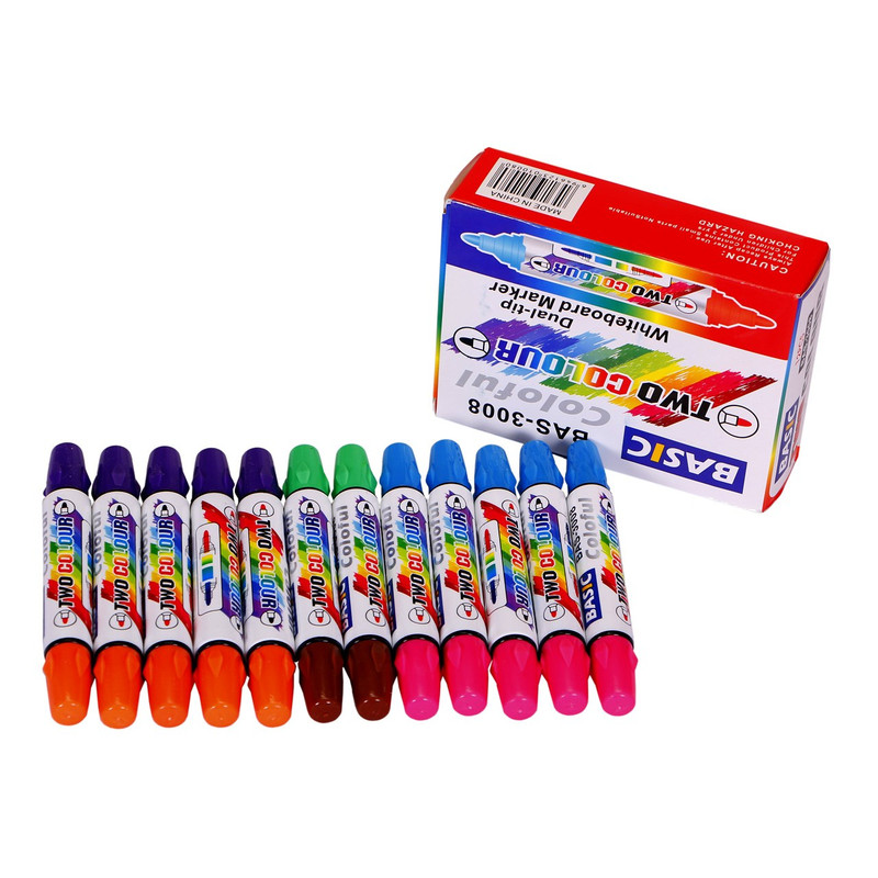 ماژیک وایت برد  دو طرفه مدل Basic بسته 12 عددی