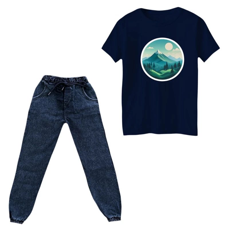 ست تی‌شرت و شلوار پسرانه مدل مینیمال کد 03