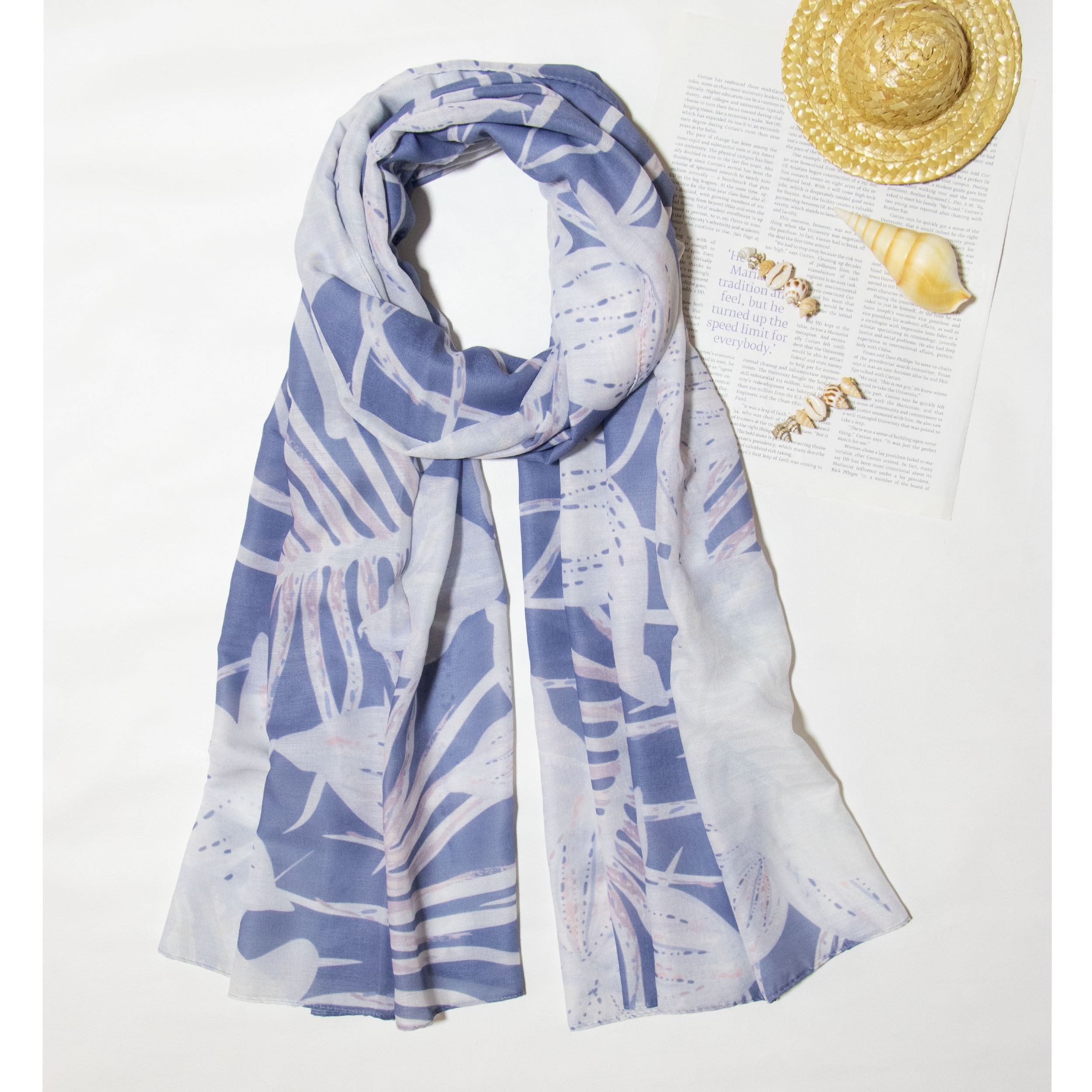 شال زنانه مدل نخ تابستانه مزونی طرح هاوایی کد ana-1455