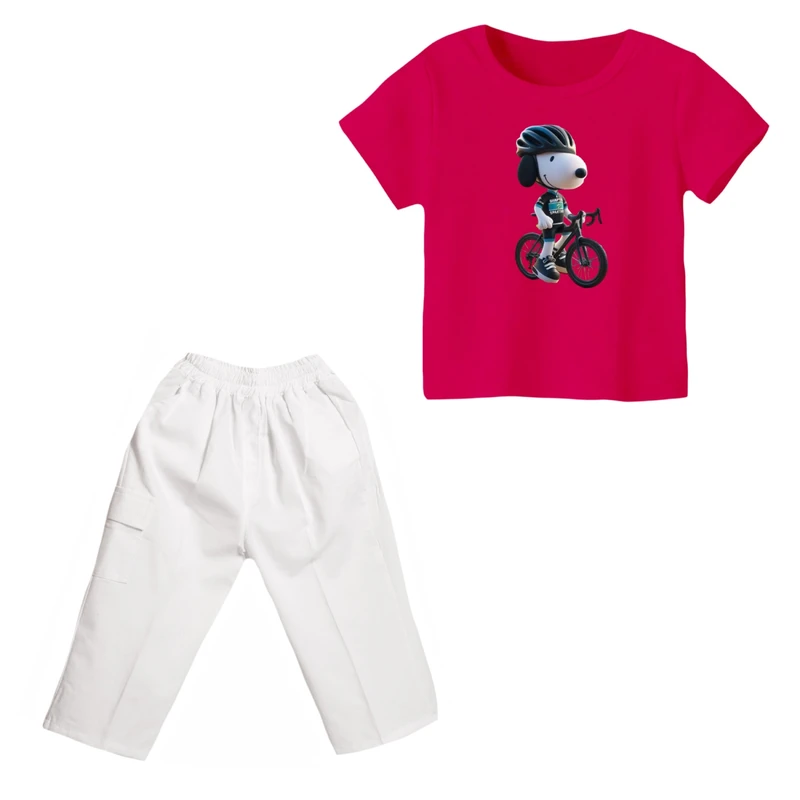 ست تی شرت و شلوارک دخترانه مدل اسنوپی کد ۴۰