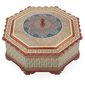 جعبه شکلات خوری خاتم کاری خادم ملت طرح تذهیب