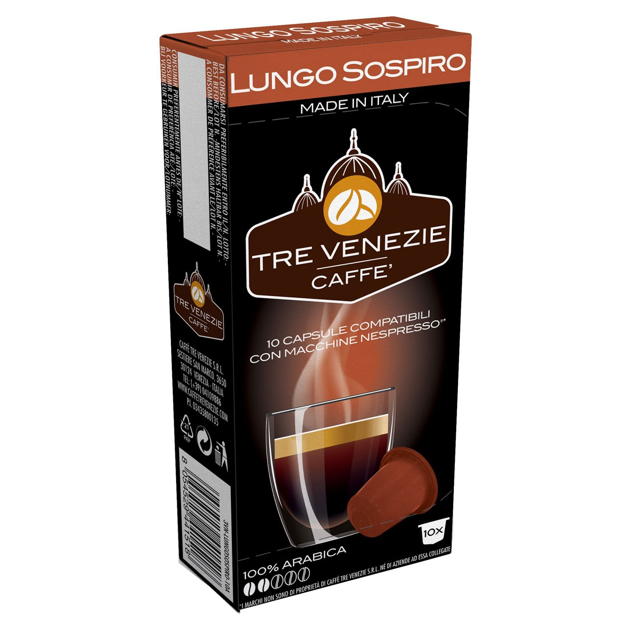 کپسول قهوه تِرِونیز مدل Lungo Sospiro بسته 10 عددی