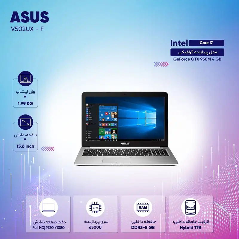 لپ تاپ 15 اینچی ایسوس مدل V502UX - F