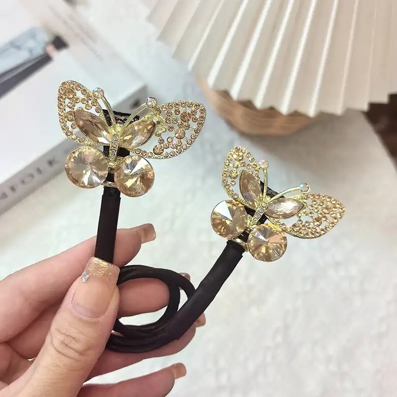 گیره مو زنانه مدل باندفر طرح پروانه کریستالی