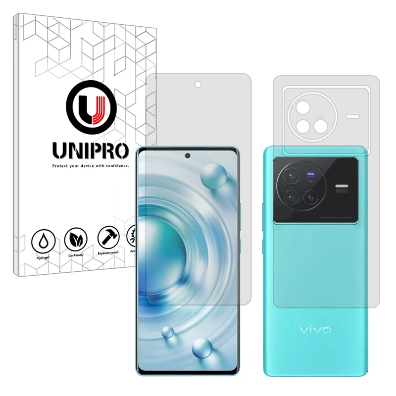 محافظ صفحه نمایش شفاف یونی پرو مدل Explosion Proof مناسب برای گوشی موبایل ویوو X80 به همراه محافظ پشت گوشی 