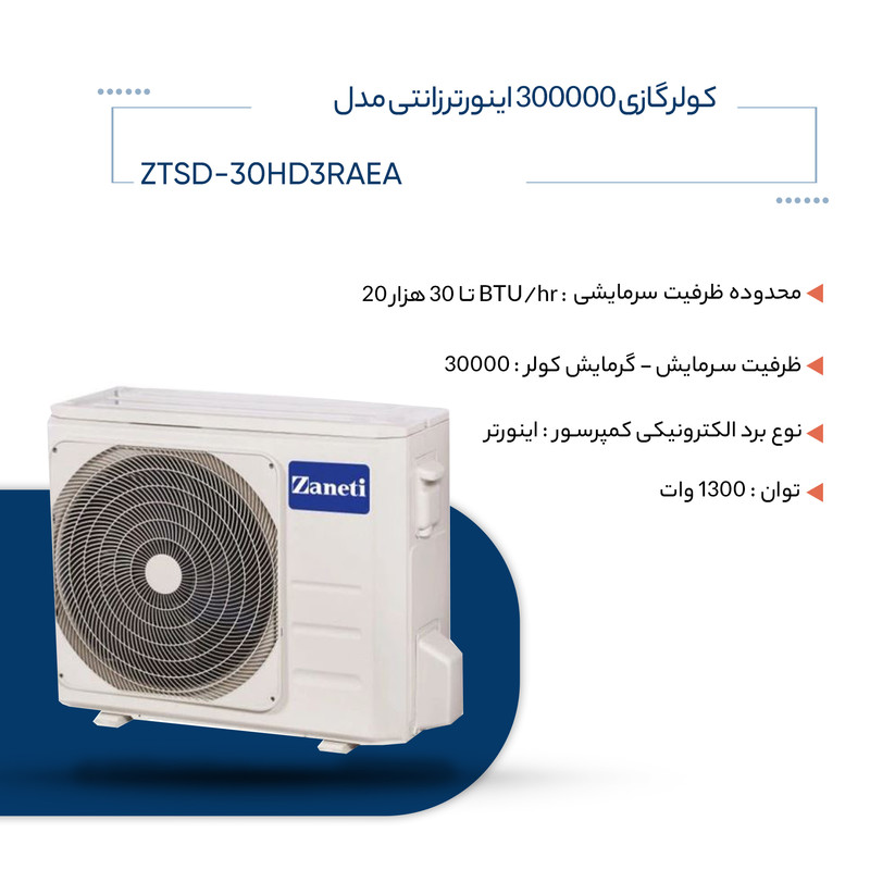 کولر گازی 300000 اینورتر زانتی مدل ZTSD-30HD3RAEA