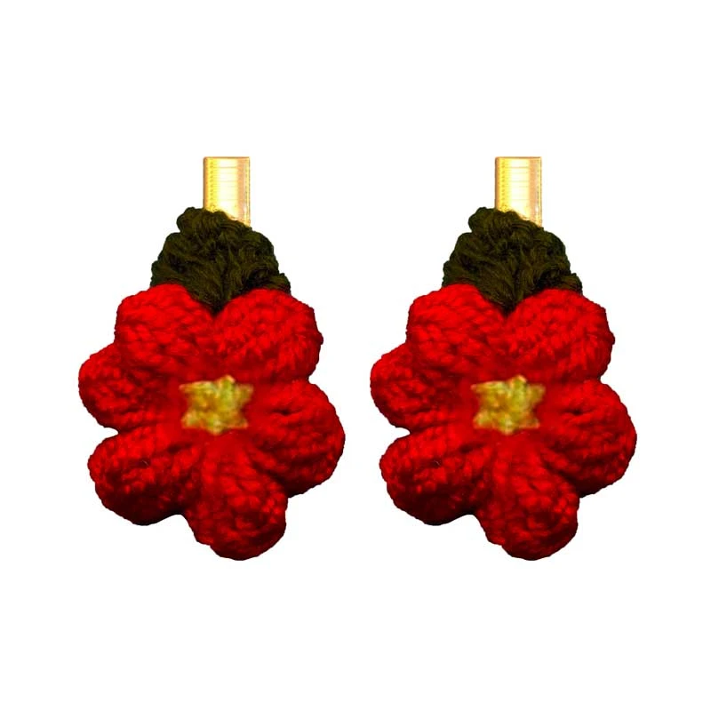 گیره مو زنانه مدل بافتنی گل بسته 2 عددی