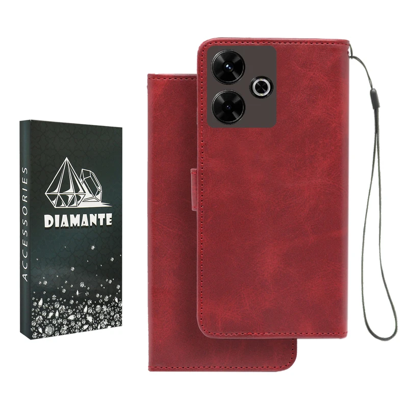 کیف کلاسوری دیامانته مدل Mortand Bk مناسب برای گوشی موبایل شیائومی Redmi 13X به همراه بندآویز