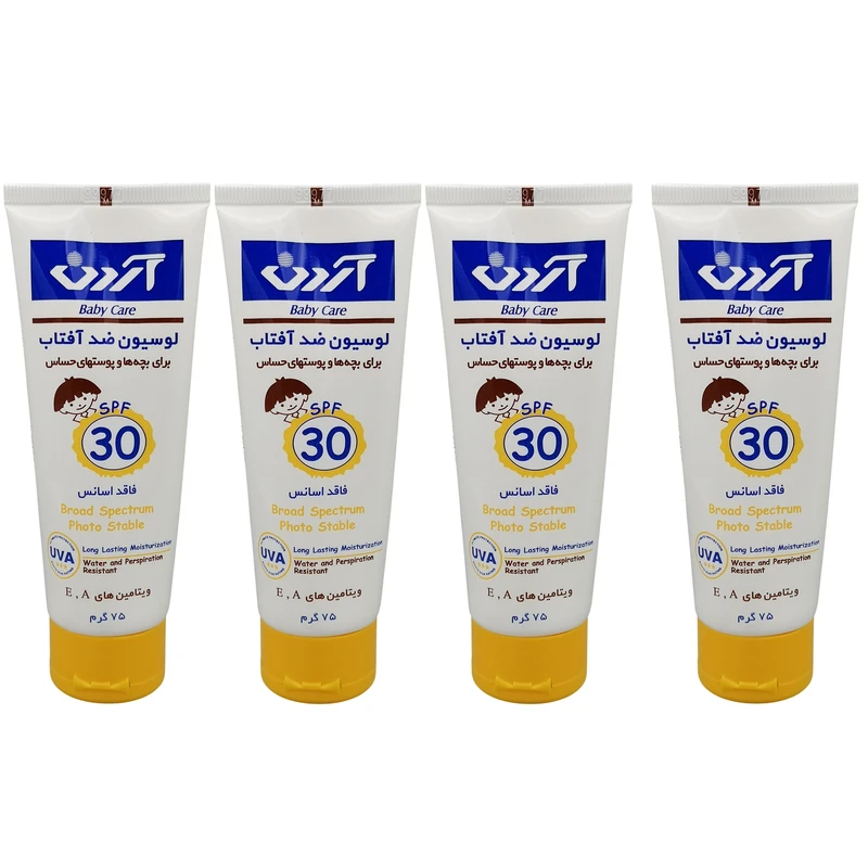 لوسیون ضد آفتاب بچه آردن مدل SPF 30 حجم 75 میلی لیتر مجموعه چهار عددی لوسیون ضد آفتاب بچه آردن مدل SPF 30 حجم 75 میلی لیتر مجموعه چهار عددی