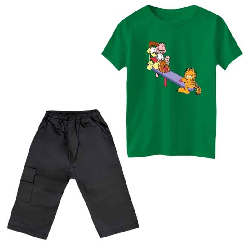 ست تی‌شرت و شلوارک پسرانه مدل گارفیلد کد 10