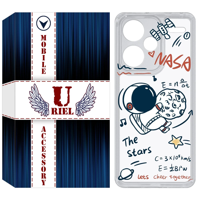 کاور یوریل مدل Clear کد 27 طرح ناسا مناسب برای گوشی موبایل شیائومی Redmi Note 13 Pro Plus