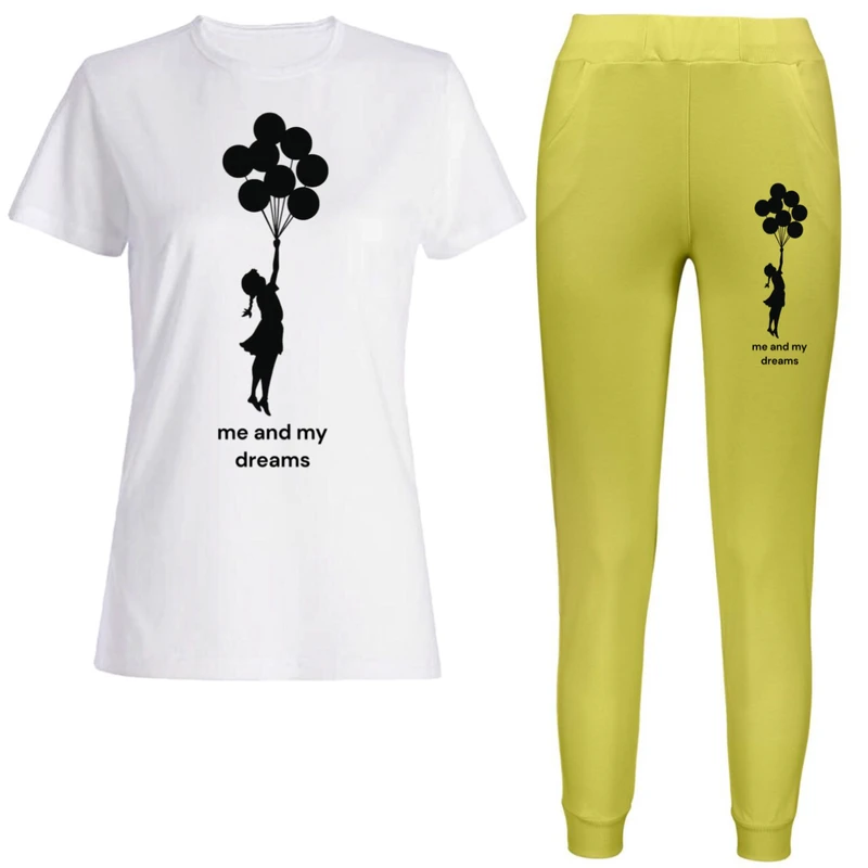 ست تی‌شرت آستین کوتاه و شلوار راحتی زنانه مدل بادکنک